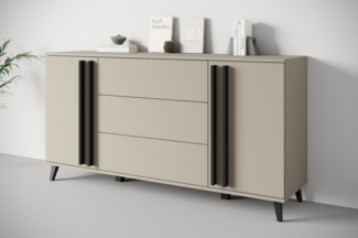 INOSIGN Sideboard Helsinki, Kommode mit 2 Türen und 3 Schubladen, Breite 150 cm (1 St), Push-to-Open-Schubladen, höhenverstellbare Einlegeböden