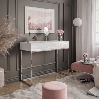 Lookway Konsolentisch BLANCO GLAMOUR auf verchromtem Gestell
