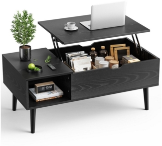 Fanttik Couchtisch versteckter Stauraum, anhebbarer Tischplatte für Wohnzimmer (1 Tisch), Wohnzimmertisch Schminktisch Klapptisch Nachttisch Ausziehbar Stauraum