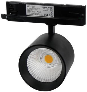 LUMICANTO Schienenlicht 6-20W Einstellbar CCT | IP20 Schutzart | CCT einstellbare Farben 3000-6000K | 3 Phasen, Schwarz
