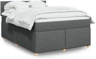 vidaXL Boxspringbett mit Matratze Dunkelgrau 140x190 cm Stoff 3286676