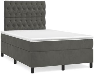 vidaXL Boxspringbett mit Matratze Dunkelgrau 120x190 cm Samt 3270014