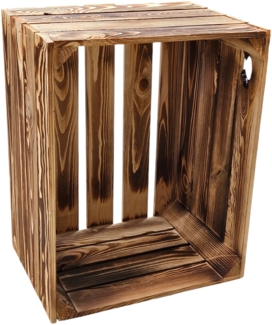 Holzkiste Obstkiste Weinkiste neu geflammt 50 x 40 x 30cm massiv und robust