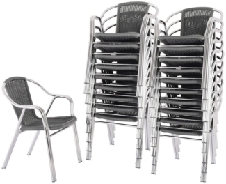 Raburg Bistrostuhl Outdoor-Stapelstuhl mit Armlehnen, Polyrattan, Alugestell, Vita (Set, 20 St), hochwertiges Doppelrohr-Aluminium-Gestell, bis 150 kg