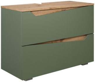 Waschbeckenunterschrank Marelle Grün/Artisan 80 x 57.5 cm mit 2 Schubladen Vicco