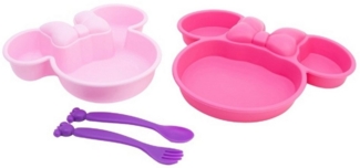 Disney Minnie Mouse Kindergeschirr-Set 4-teilig – Teller, Schale & Besteck in Geschenkbox