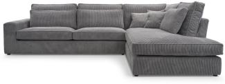 Deine Möbel 24 Ecksofa CAREN MINI Wohnlandschaft Sofa Wohnzimmer L-Couch Cord Samt, Creme Grau Graphit Schwarz 2 Teile, Ohne Schlaffunktion, Ohne Bettkasten, mit Wellenunterfederung