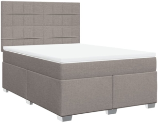 vidaXL Boxspringbett mit Matratze Taupe 160x200 cm Stoff 3290543