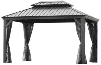 Leco Alumninium Hardtop-Pavillon "Helena" inkl. Mückennetzen, anthrazit, 4,85x3,65 m