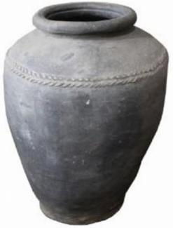 Casa Padrino Luxus Barock Terracotta Vase Antik Grau Ø 42 x H. 85 cm - Handgefertigte Antik Stil Blumenvase - Blumentopf - Pflanzentopf - Barock Deko Accessoires - Barockstil Garten Deko