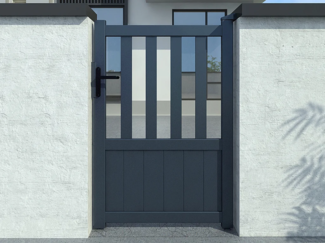 Vente-unique - Gartentor Flügeltor - 104 x 148 cm - Aluminium - Anthrazit - TARNOS II