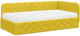 vidaXL Eckbettgestell mit Matratze mit Kopfteil Gelb 90x200 cm Samt 3394088
