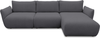 DOMO. collection Ecksofa 800 022, Modulsofa in L-Form mit Taschenfederkern und attraktiver Biese-Naht, Sofa, Polsterecke, Eckcouch 276 x 168 x 79 cm (BxTxH), dunkelgrau