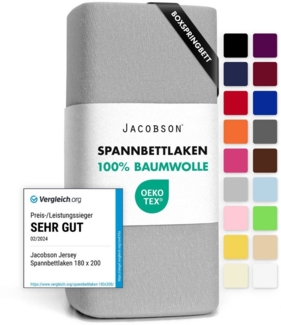 Jacobson Spannbettlaken BOXSPRING & ÜBERLÄNGE aus 100% Baumwolle, für hohe & lange Matratzen, Jersey Bettlaken 160 g/m², OEKO-TEX®
