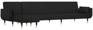 vidaXL Schlafsofa in L-Form Schwarz 275x140x70 cm Samt 3157209