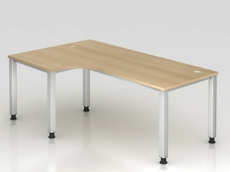 Winkeltisch QS82 4Fuß eckig 200x120cm 90° Eiche Gestellfarbe: Silber