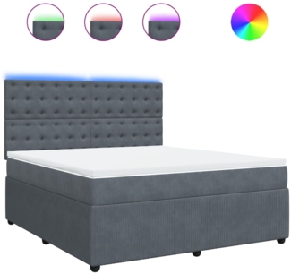 vidaXL Boxspringbett mit Matratze Dunkelgrau 180x200 cm Samt 3294719