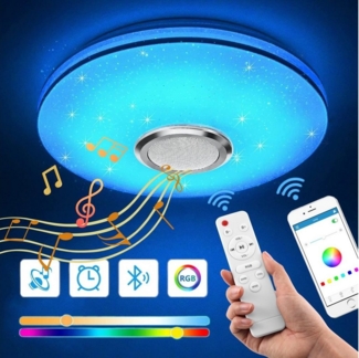 OULENBIYAR LED Deckenleuchte 36W LED Deckenleuchte RGB Dimmbar mit Bluetooth Lautsprecher, LED fest integriert, RGB, Dimmbar, mit Fernbedienung oder APP-Steuerung,für Schlafzimmer Küche Wohnzimmer