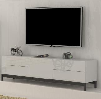 TV-Board >Mercogliano< in Weiß-Hochglanz - 170x47.7x40cm (BxHxT)