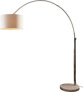 Bogenlampe Textil, Marmor und Metall Weiß