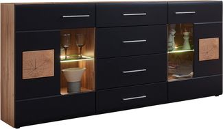 Innostyle SONATE Sideboard Laminat schwarz Eiche Altholz inkl. LED