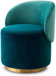 Casa Padrino Luxus Samt Esszimmer Stuhl Grün / Türkis / Messing 60 x 55 x H. 73,5 cm - Drehstuhl mit edlem Samtsoff - Esszimmer Möbel - Luxus Möbel - Luxus Qualität
