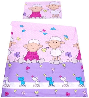 BabyLux Babybettwäsche BABYLUX Kinderbettwäsche 2 Tlg. 90 x 120 cm Bettwäsche Bettbezug Kind, 2. Lila Schaf 90x120