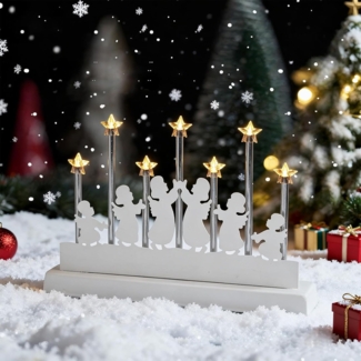 SALCAR Weihnachtsdeko LED Lichterbogen mit 7 Sterne & 6 Engel – Warmweißes Licht – Stimmungsvolle Adventsdeko für Tisch & Fenster – ca. 32 cm Breite