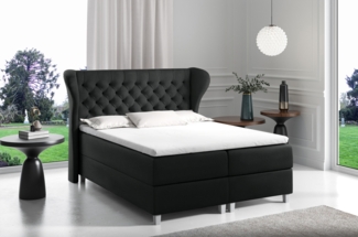 99rooms Turin Boxspringbett Strukturstoff 120x200 cm Schwarz
