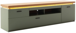 TV-Lowboard Marlena / Moniz , Holzwerkstoff , Grün, Holzfarben , 195 x 57 x 44 cm