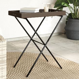 Gartentisch, Tabletttisch Klappbar Braun 65 x 40 x 75 cm Poly Rattan