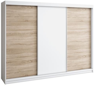Schwebetürenschrank MERO 3-türig Schrank 200 cm Farbe: Weiß ,sonoma