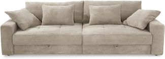 Big-Sofa 284 cm breit Wellenunterfederung Lounge-Couch Stauraum Cord Beige Grau