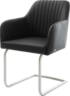 Freischwinger Greg-Flex Echt-Leder Schwarz Freischwinger rund Edelstahl Taschenfederkern