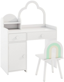 COSTWAY Schminktisch, Kinder Schminktisch mit Hocker Holz