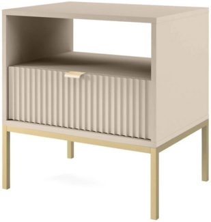 Selsey 'Vellore' Nachttisch mit Schublade, Beige mit goldenen Beinen, ca. 56 x 54 x 39 cm
