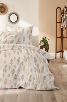 Westminster Feinbiber Bettwäsche 135x200 Blätter beige natur orange 172163-77