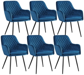 Yaheetech Esszimmerstuhl Küchenstühle (6 St), Stuhl-Set Polsterstühle mit Armlehnen und Metallbeine
