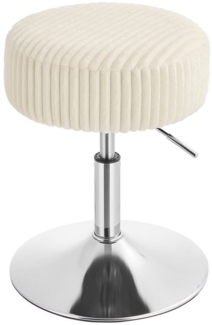 VASAGLE Schminkhocker, Schminkstuhl, Sitzhocker, höhenverstellbar, 360° drehbar, Cord, dicke Polsterung, für Schlafzimmer, Küche, Esszimmer, modern, cremeweiß