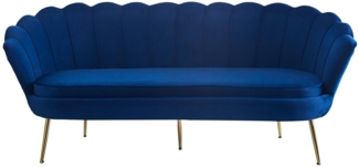 Muschelsofa Dunkelblau 180 x 76 cm Samt mit Metallbeinen in Chrom Goldfarben