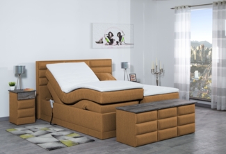 Meisterbetten Boxspringbett Pino 240x220 in WT-Braun, Matratzenbezug Nano, Ergoflex-Topper