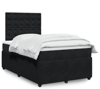 vidaXL Boxspringbett mit Matratze Schwarz 120x190 cm Samt 3294600