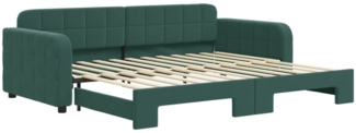 vidaXL Tagesbett Ausziehbar Dunkelgrün 90x200 cm Samt 3196931