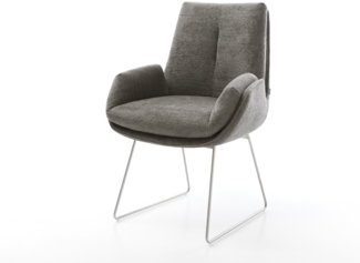 Esszimmerstuhl Clea-Flex Bouclé Soft Schlamm Kufengestell Edelstahl