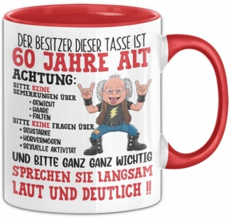 Trendation Tasse 60. Geburtstag Tasse Geschenk Der Besitzer Dieser Tasse Ist 60 Jahre A