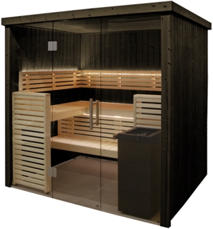 Harvia Fenix 1620S Sauna Saunakabine aus Fichte schwarz Indoor-Sauna 206 x 160 x 201 cm