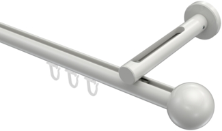 Innenlauf-Gardinenstangen-Set Siteno Luino 280 cm (geteilt in 2x140 cm), 1-läufig, 20 mm Ø Weiß