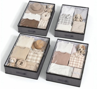 Sekey Unterbettkommode Unterbett Aufbewahrungsbox mit deckel transparente Aufbewahrungstasche, Aufbewahrungstasche Organizer für Kleiderschrank Aufbewahrung 90L x 4