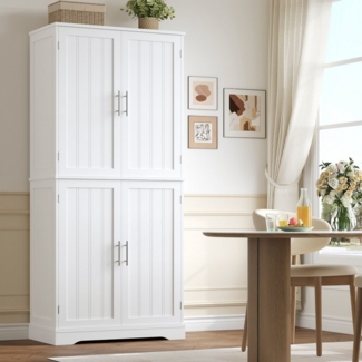 HOMECHO Küchenbuffet 180cm Küchenschrank mit 4 Türen Weiß Buffetschrank für Wohnzimmer Küche 180×80×40 cm