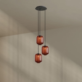 s.luce Velo 3-flammige Galerielampe Ø 40cm Baldachin Ø 25cm Braun, Schwarz